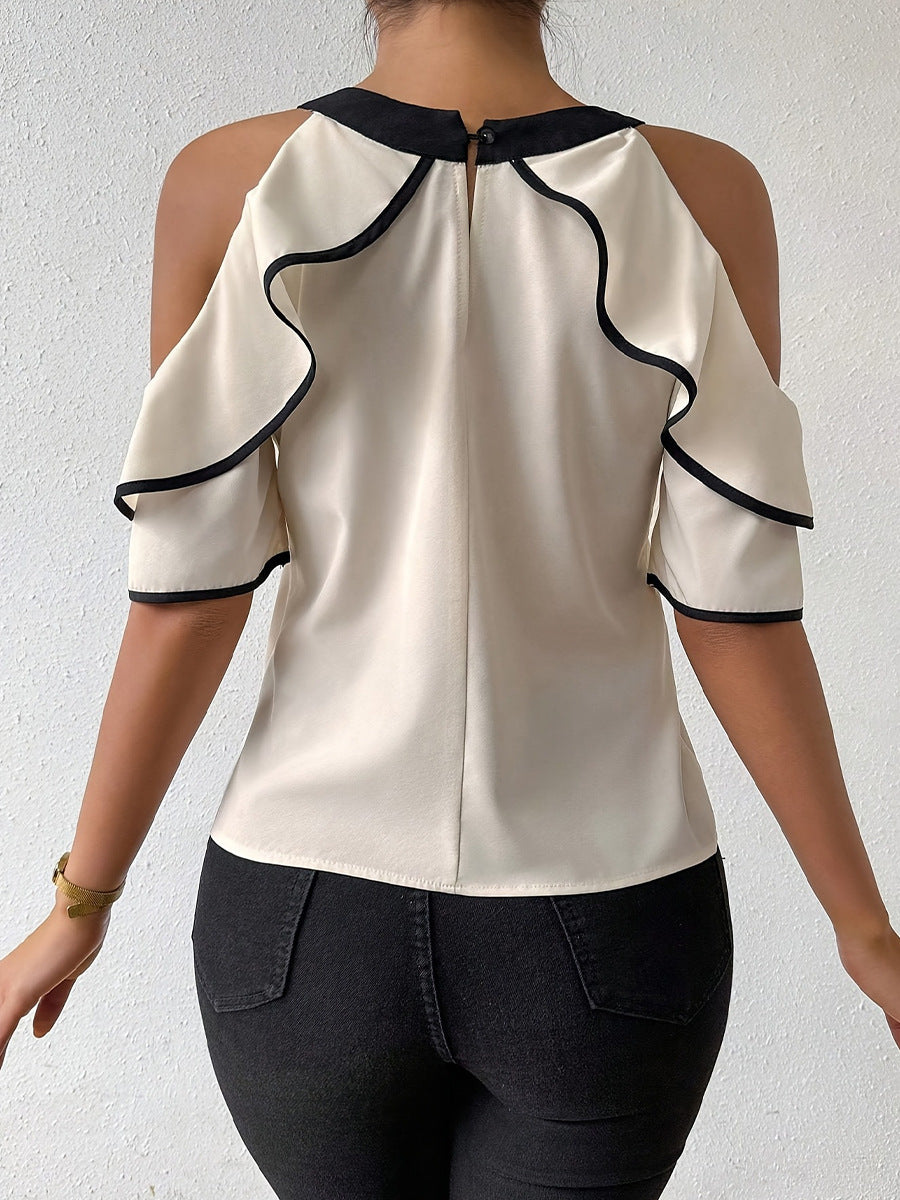 Léa French Bow Open-Shoulder Blouse