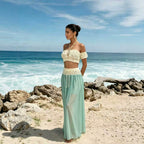 Léa Bohemian Crochet & Chiffon Beach Cover-Up Set