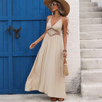 Léa Boho Backless Halter Maxi Dress