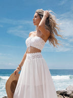 Léa Bohemian Crochet & Chiffon Beach Cover-Up Set