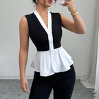 Léa French Sleeveless Button-Up Blouse