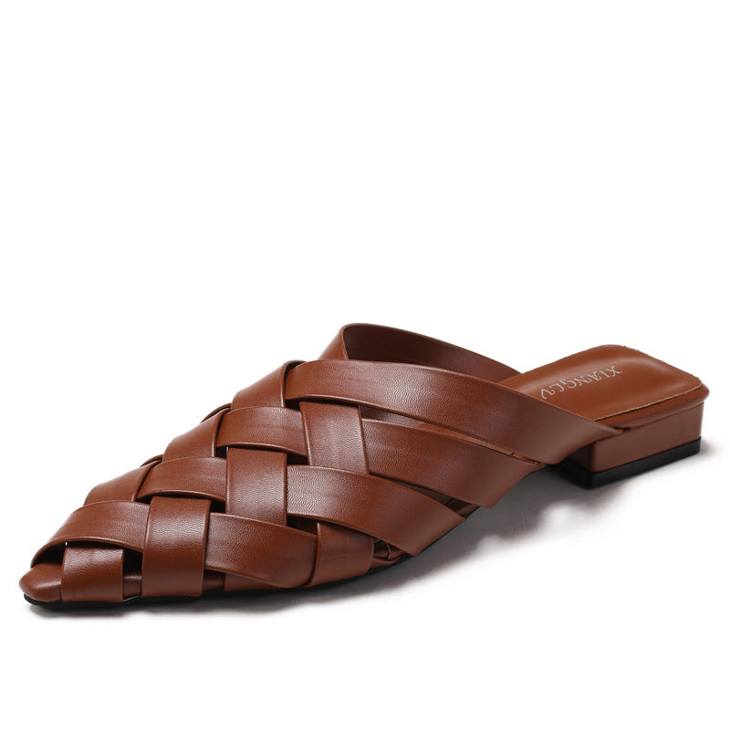 Élise Woven Pointed-Toe Mules