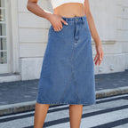 Léa Washed Denim Mid-Length Skirt