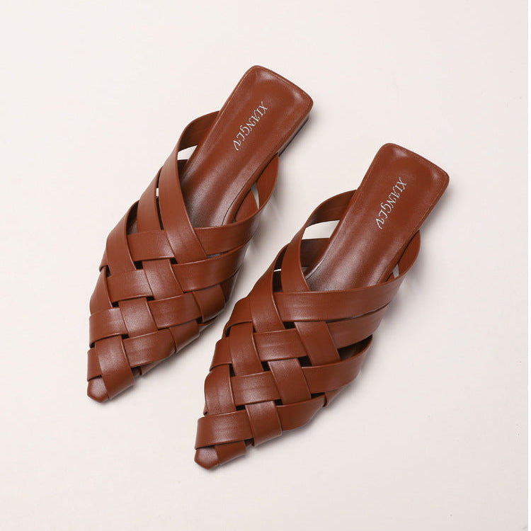 Élise Woven Pointed-Toe Mules