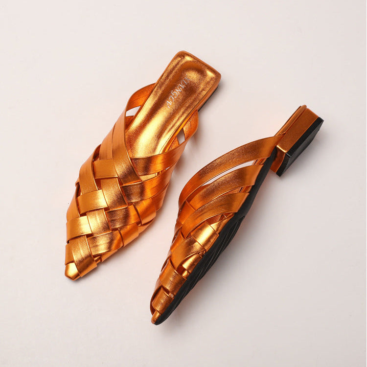 Élise Woven Pointed-Toe Mules
