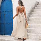 Léa Boho Backless Halter Maxi Dress
