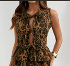 Léa Butterfly Knots Denim Vest & Shorts Set