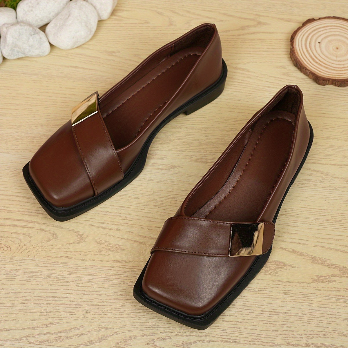 Ava Greene Square Buckle Slips