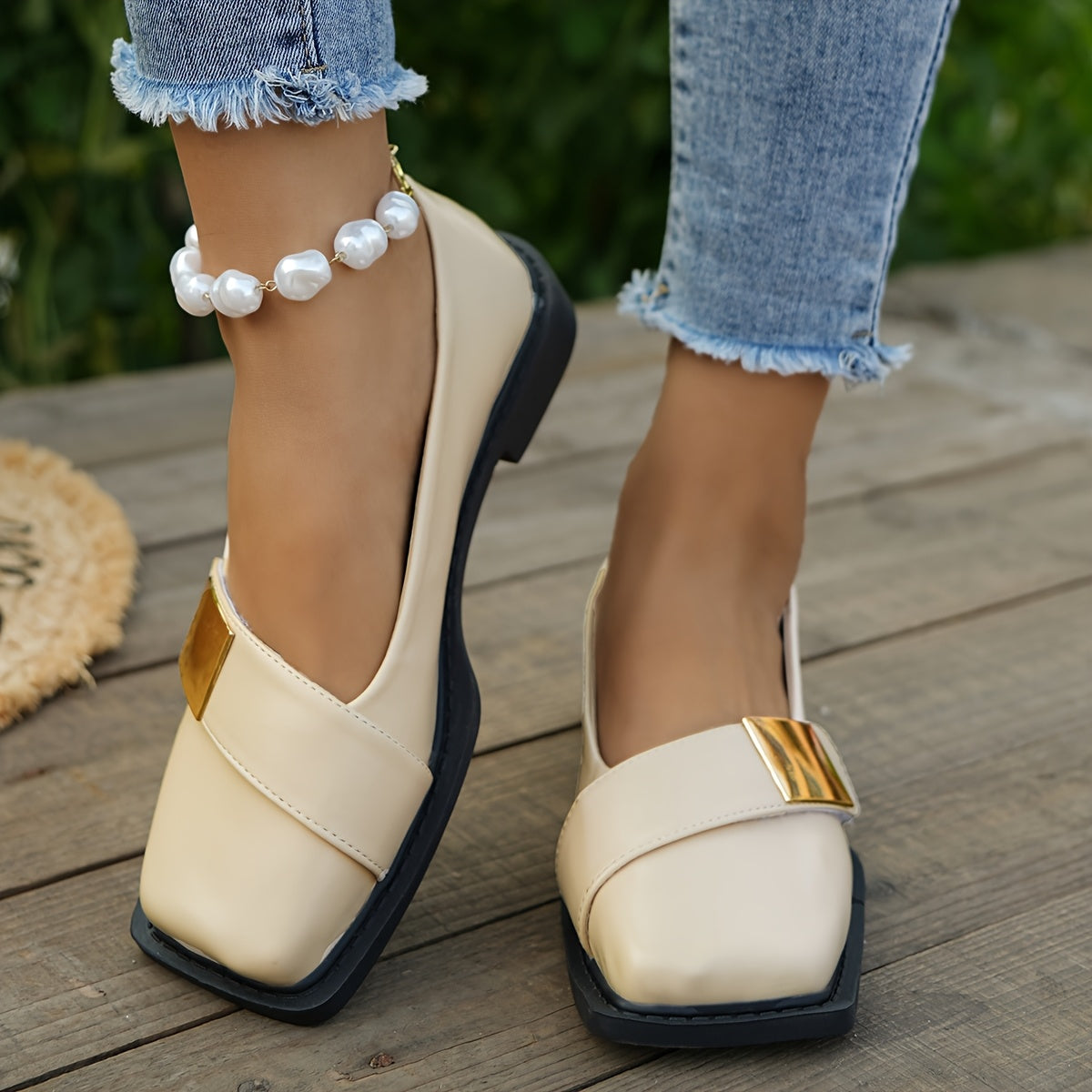 Ava Greene Square Buckle Slips