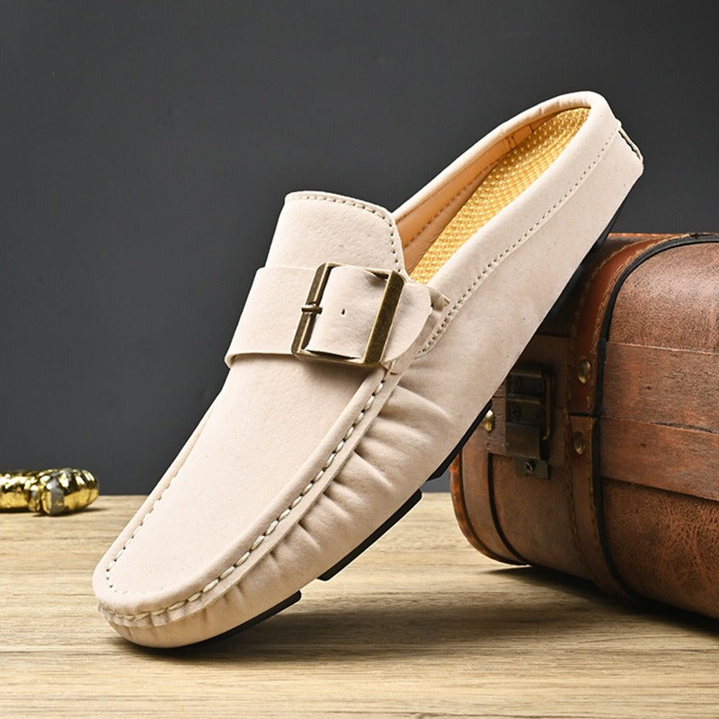 Victor Grey Leather Slip Loafers
