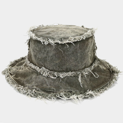 KERRÉ Fringe Denim Bucket Hat