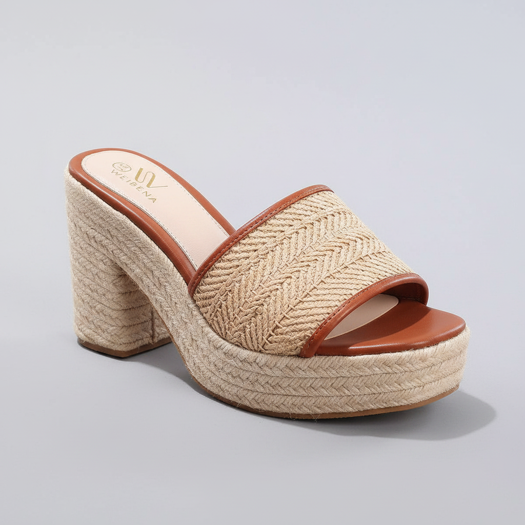 Élise Ivory Woven Block Heel